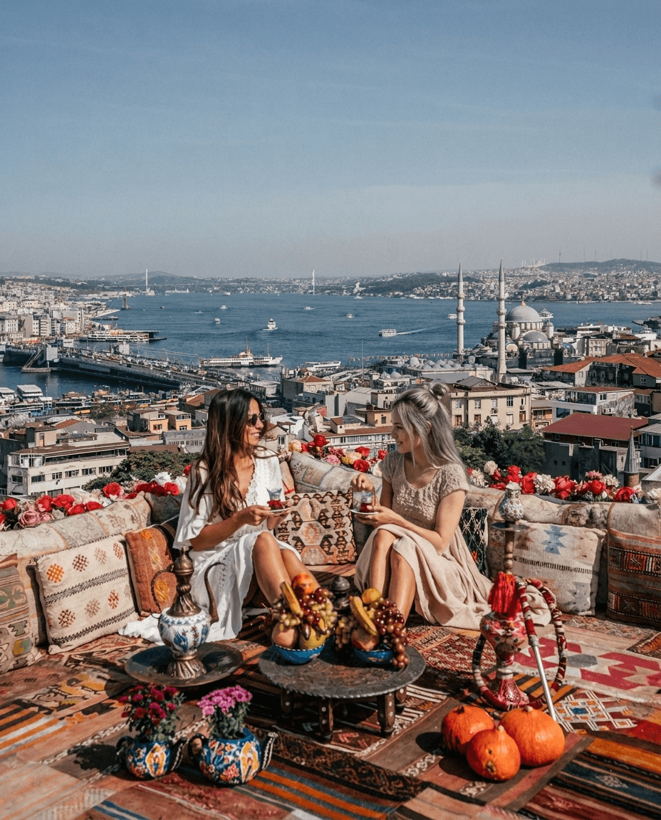 Istanbul terrace overlooking the Bosphorus