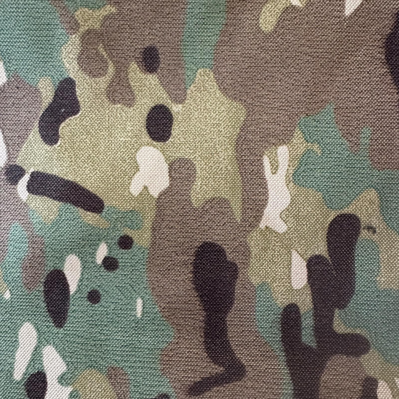 Close view of a printed camouflage fabric